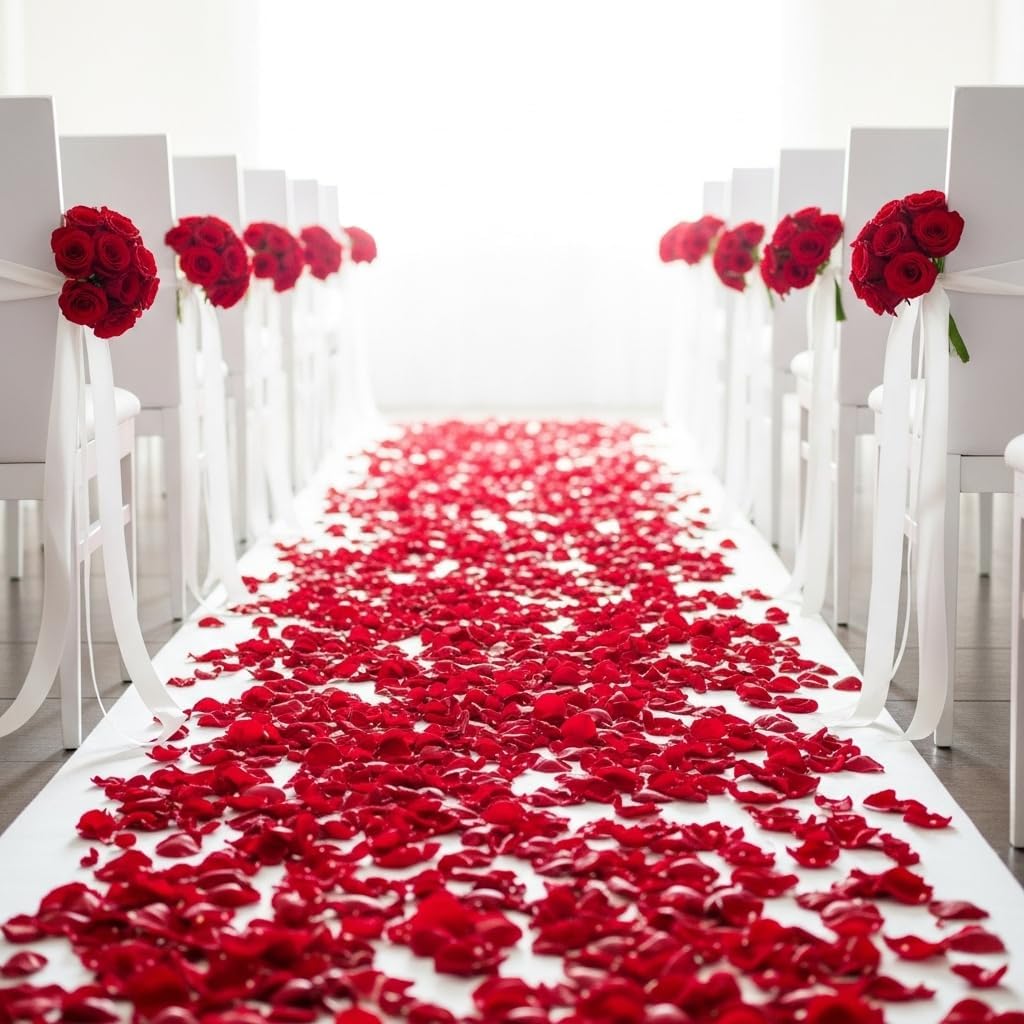 8.11oz Red Real Rose Petals,Natural Petals For Wedding Party Decorations,Dried Flower Confetti,Rose Flower Girl,Table Centerpieces,Bridal Shower,Romantic Night,Proposal Decor