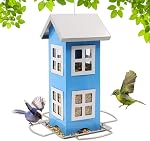 Goodeco House Bird Feeders Outside - Country House Design,Easy Cleaning & Refills,Hook Hang on Tree,Poles in Backyard/Garden/Patio,Gift Idea,4.7 * 10.2" (Purple)