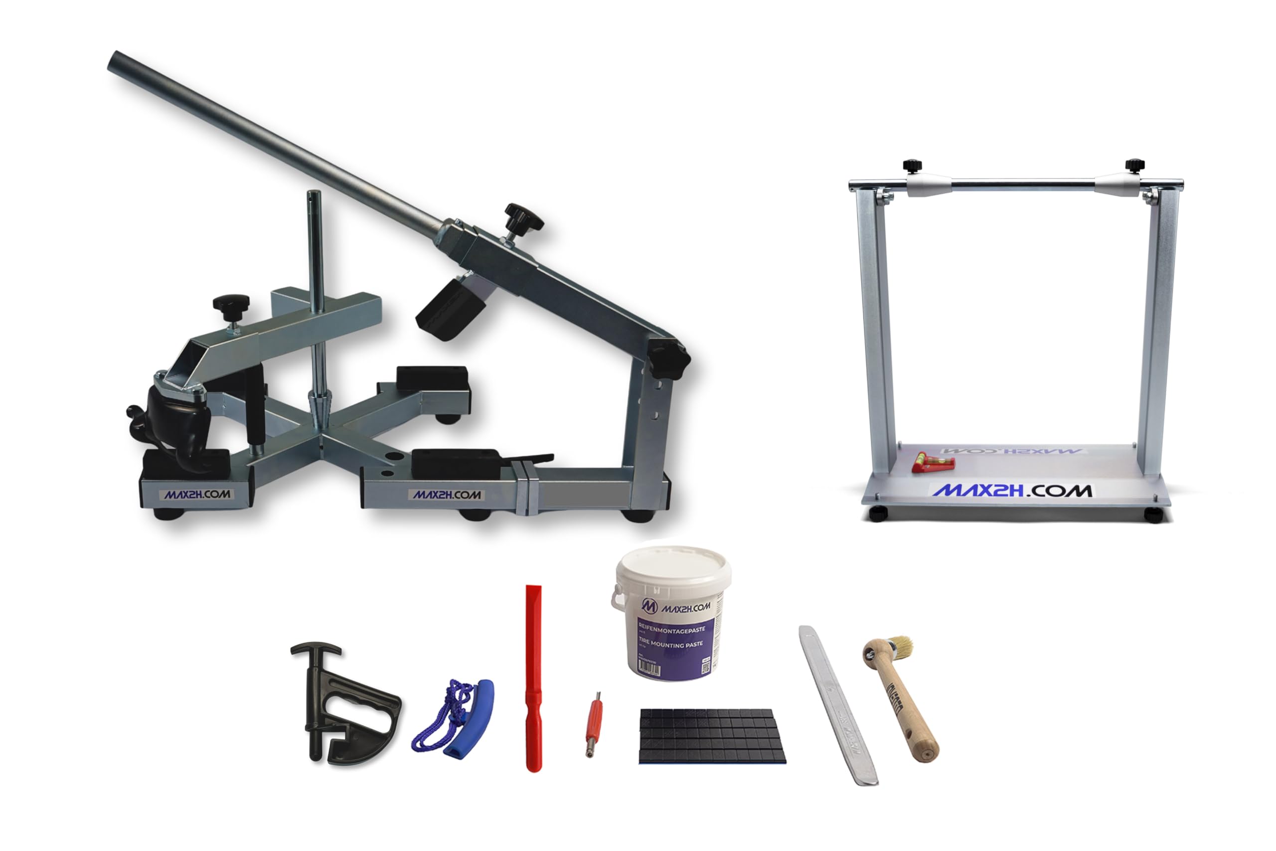 MAX2H® Reifenmontiergerät MG-X Plus mit Wuchtbock Plus und Starterpaket (Klebegewicht schwarz)