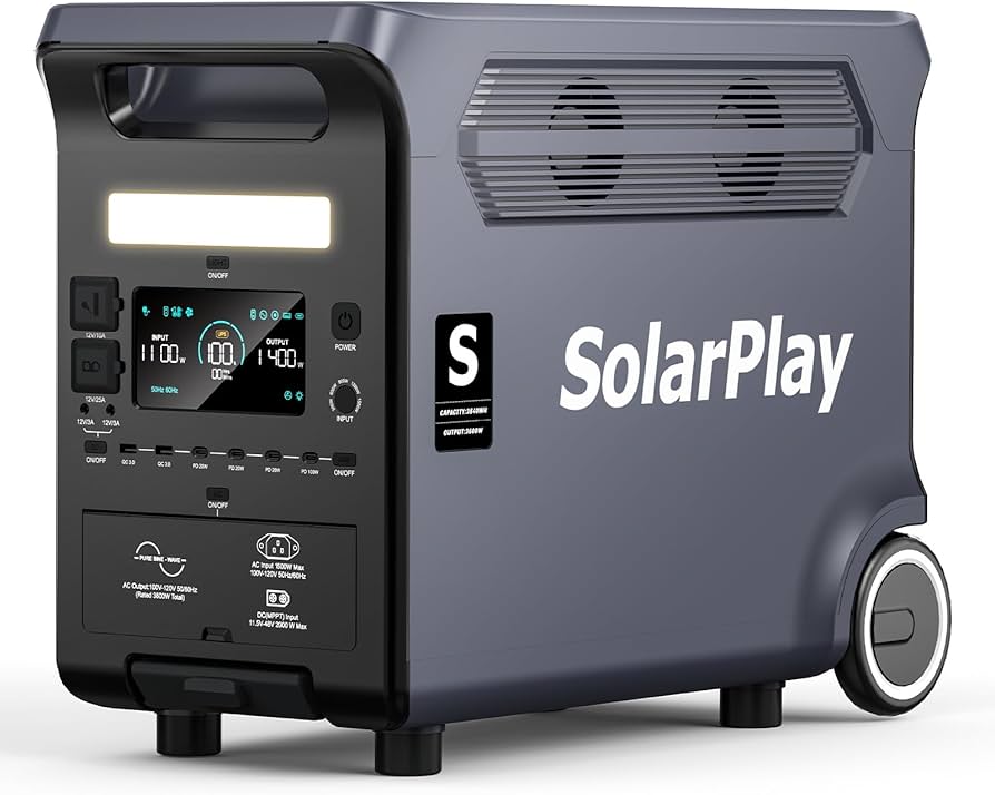 【未使用品】SolarPlay Q3600 ポータブル電源 3840Wh Amazon.com : SolarPlay Q3600 Portable Power Station, 3600W AC