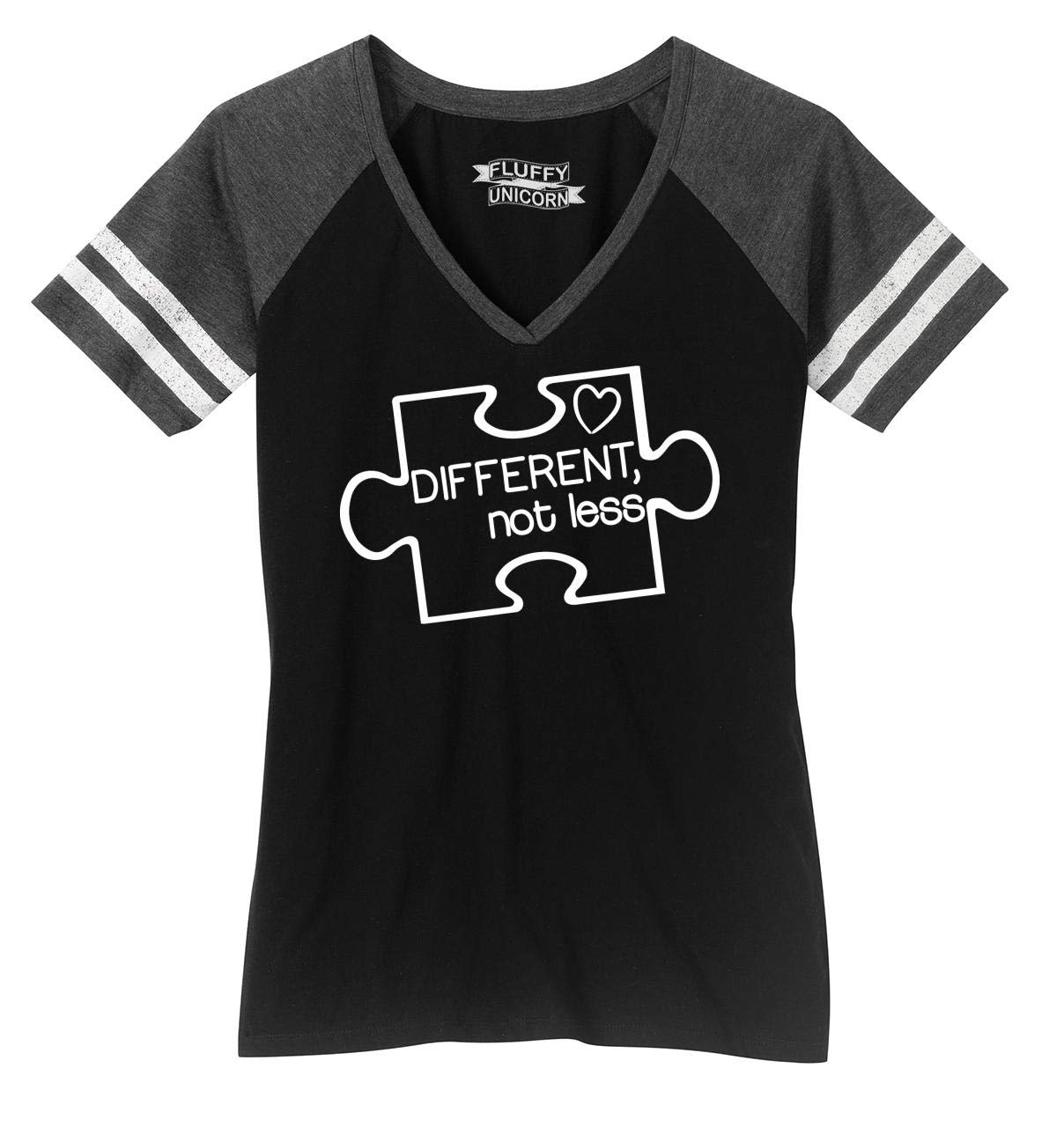 Comical Shirt Ladies Different Not Less Austism Awareness Game V-Neck Tee