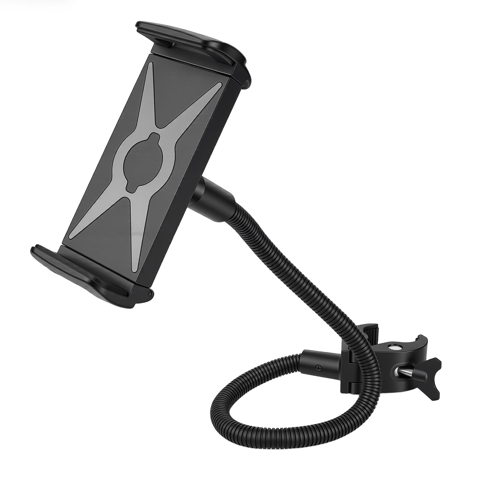 Fyearfly Supporto flessibile per smartphone a collo d'oca, supporto stabile e regolabile per braccio per telefono cellulare per passeggino, bici fitness, postazione di lavoro su tapis