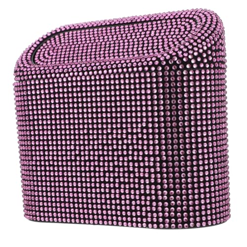 Poubelle de voiture plastique rose compacte avec couvercle étanche anti-odeur à strass
