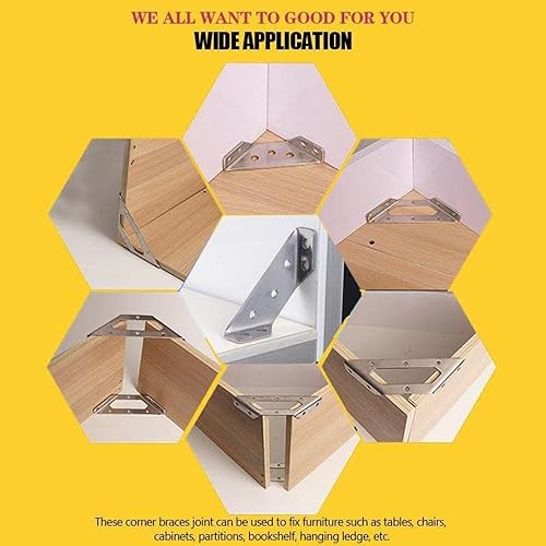 Miniatura 5 de Conector universal de esquina para muebles de acero inoxidable, conector de fijación en ángulo, marco de soporte triangular para muebles, soporte de