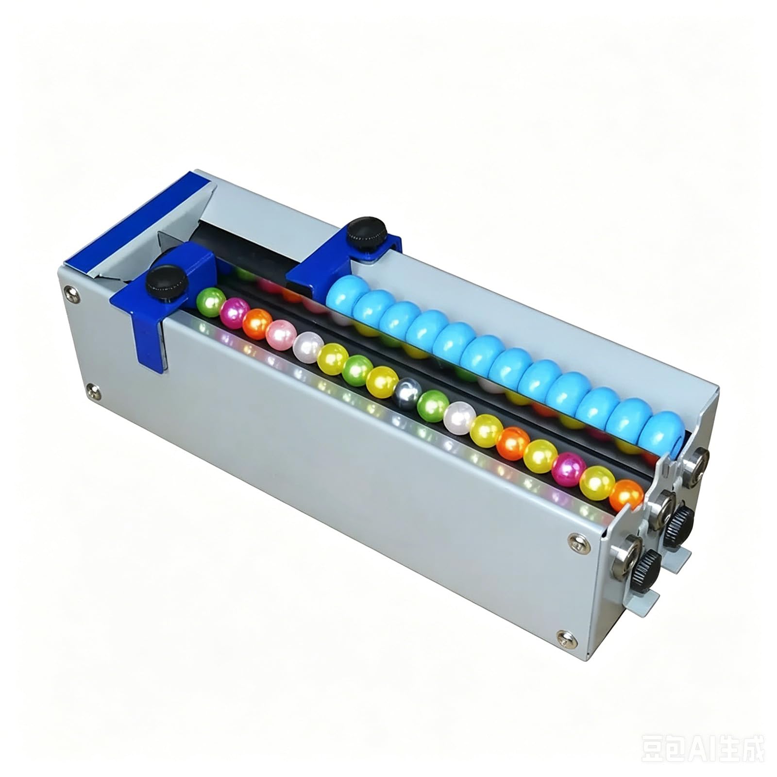 Elektryczna maszyna do zawieszania koralików, przenośna, dwukanałowa, z ogranicznikiem długości, zakres nawijania koralików od 1,5 do 17 mm, funkcja automatycznego wyrównania igieł, do bransoletek i
