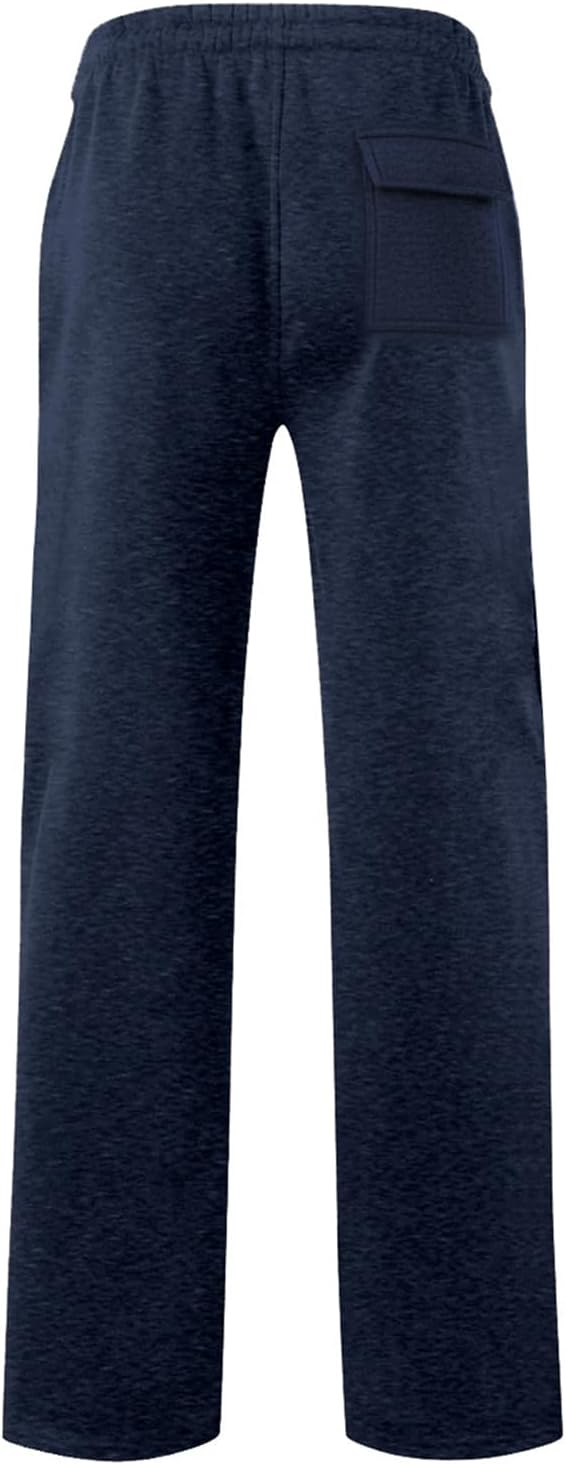 Men's Fleece Sweatpants Open Bottom Drawstring Hiking Jogger Workout Sweatpants for Men with Pockets - Image 4