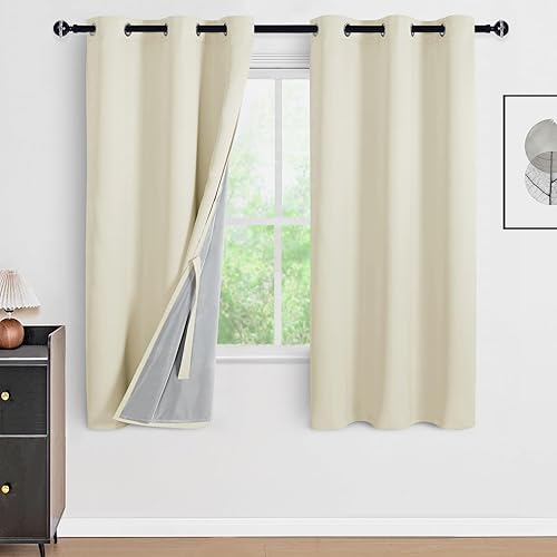 Miniatura 12 de DWCN Cortinas opacas 100% grises de 84 pulgadas de largo para dormitorio con forro negro, doble capa con aislamiento térmico, paneles de cortina