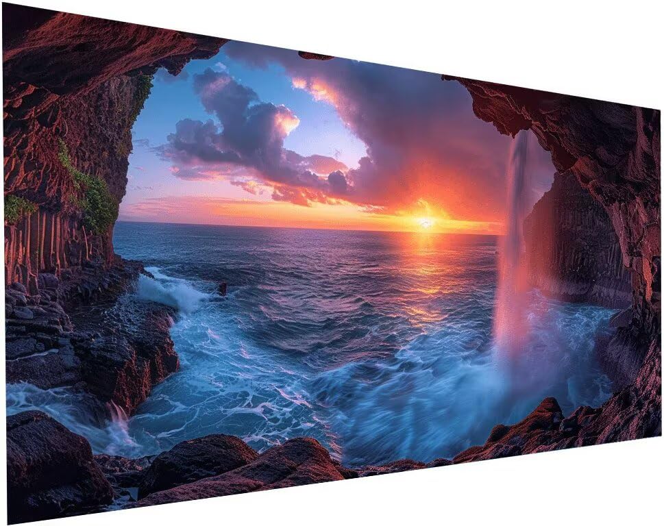 Diamond Painting Coucher Soleil 70x140 cm, kit de peinture diamant adulte S-663