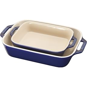 STAUB Ceramic 3-pc Rectangular Baking Dish Set, Dark Blue