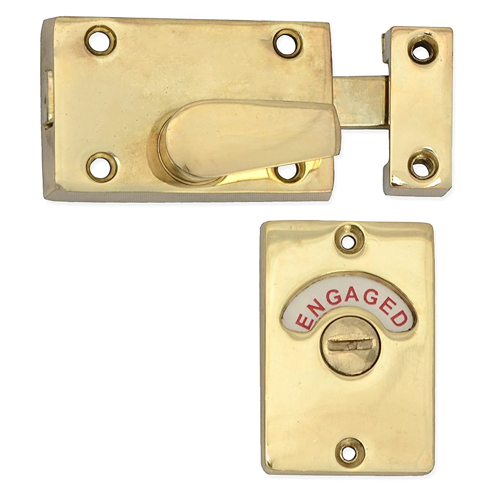 Polished Brass Bathroom Door Lock Indicator Vacant/Engaged Toilet Door Bolt Lock Thumb Turn Toilet Privacy Partition Door Lock Latch for Bathroom Toilet or Public Restroom - Image 2