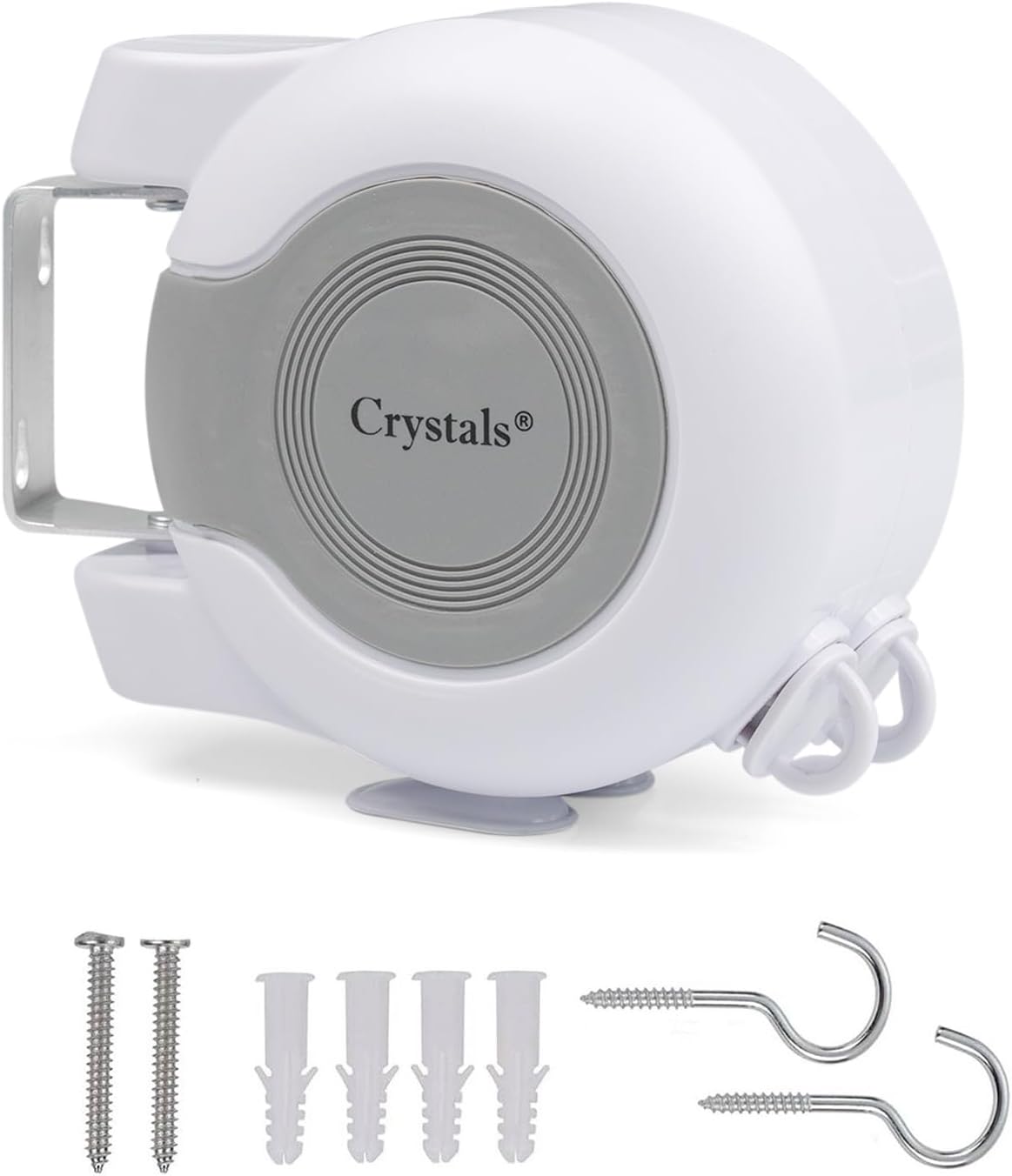 Crystals Retractable Washing Line (30 metre) Reel Clothes Lines with Twin Cable (2 x 15m) Lines of Drying Space -Extendable Wall Mounted Twin Cable Washing Line Clothes Dryer