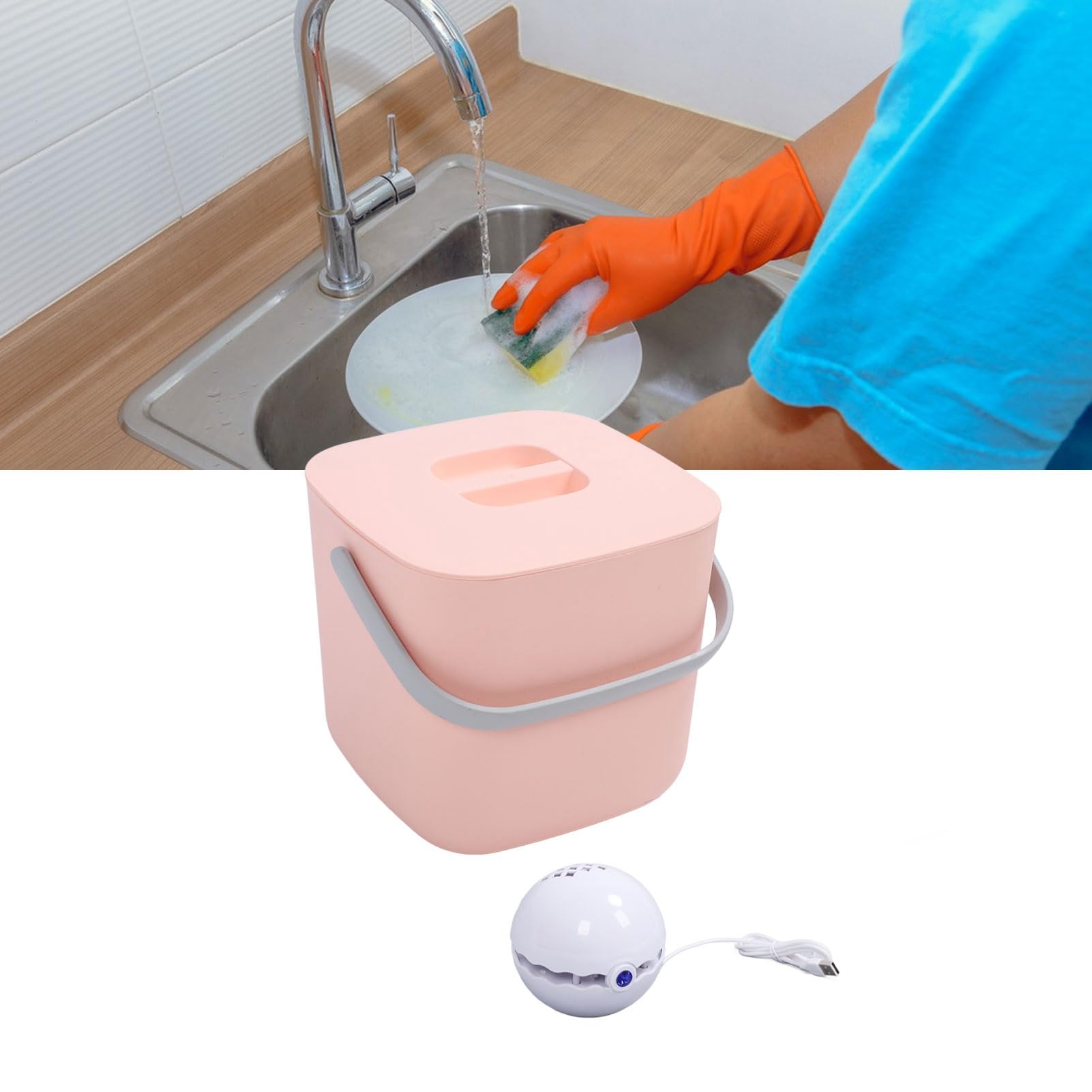 Mini Fregadero Lavavajillas Portátil Eficiente USB Lavavajillas para Cocina Casera, ABS+PC, Diseño Compacto (Cubo rosa)