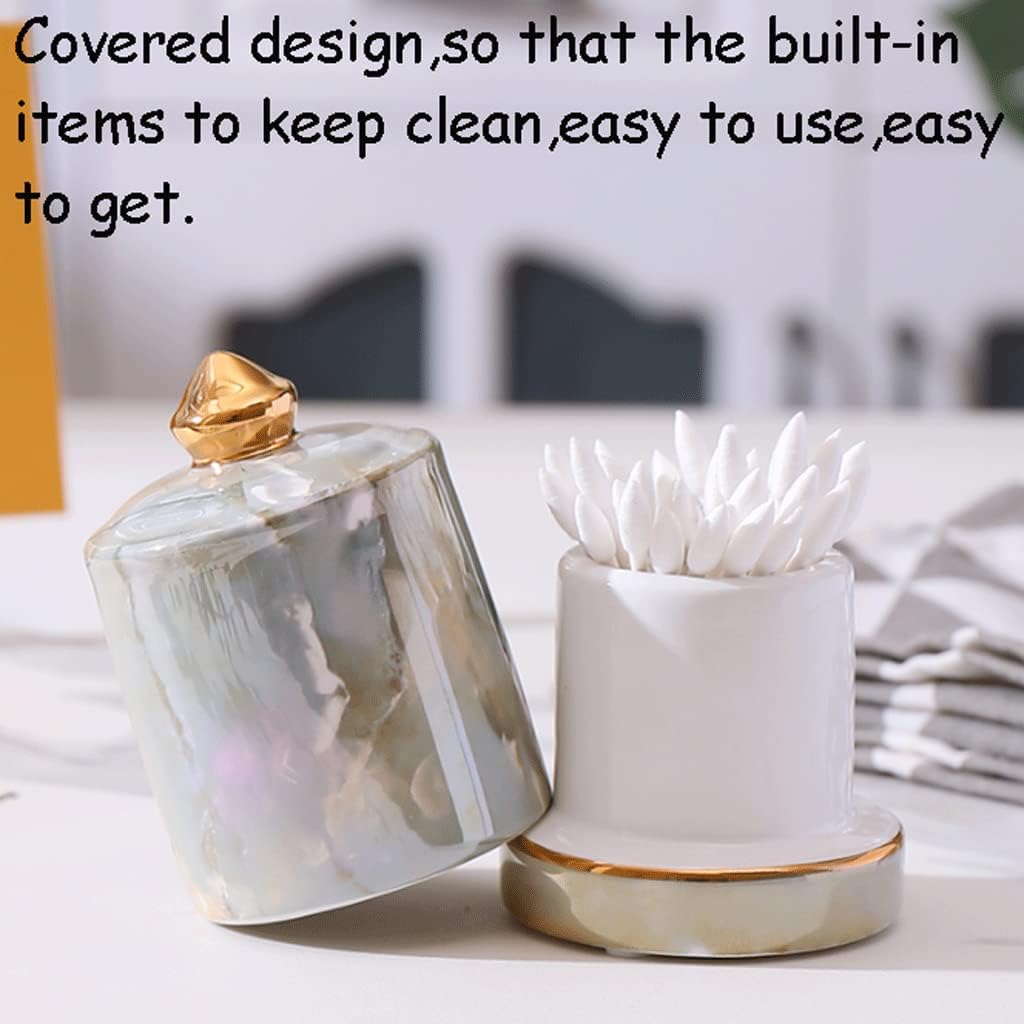 Ceramic Toothpicks Container ，Plastic Toothpick Case，Fashion Ceramic Toothpick Holder with Lid Toothpick Holder Container Thickening Toothpick Holder Dispenser Decoration for Kitchen Chic(Style 1)