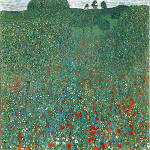 Klimt impression giclée sur toile cadeau ideal decoration champ de coquelicots