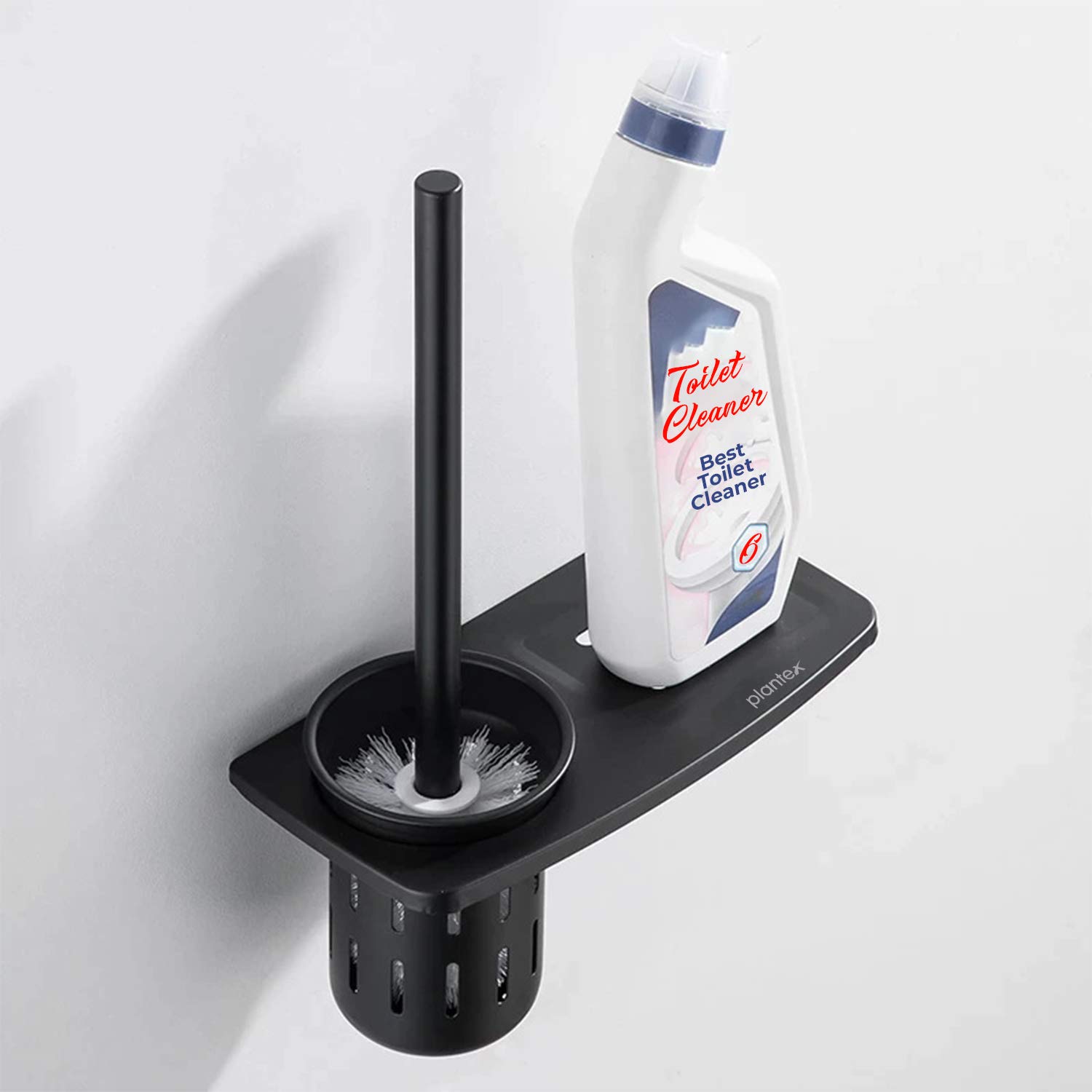 Plantex Aluminum 2in1 Toilet Brush Holder with Bathroom Shelf/Toilet Brush Holder/Bathroom Accessories - Black (Wall Mount) (B08YD5LTJN) Amazon Price History, Amazon Price Tracker