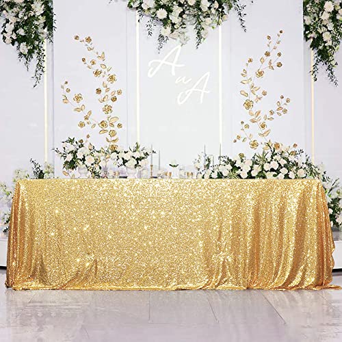 Eternal Beauty Gold Tablecloth, 50x50 Inch Sequin Square Table Cover for Valentines Cake Dessert Exhibition Party Birthday Events — view 4