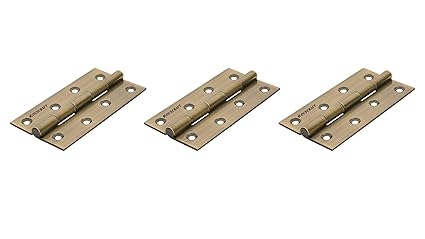 Houscraft Stainless Steel Concealed Door Butt Hinges, wielded, Soft Close, Slow Motion for Main Doors, Wooden Wardrobe, Cabinet, Windows, 2.5 mm Thick | 4 inch  12 Gauge (3 pcs, Antique)