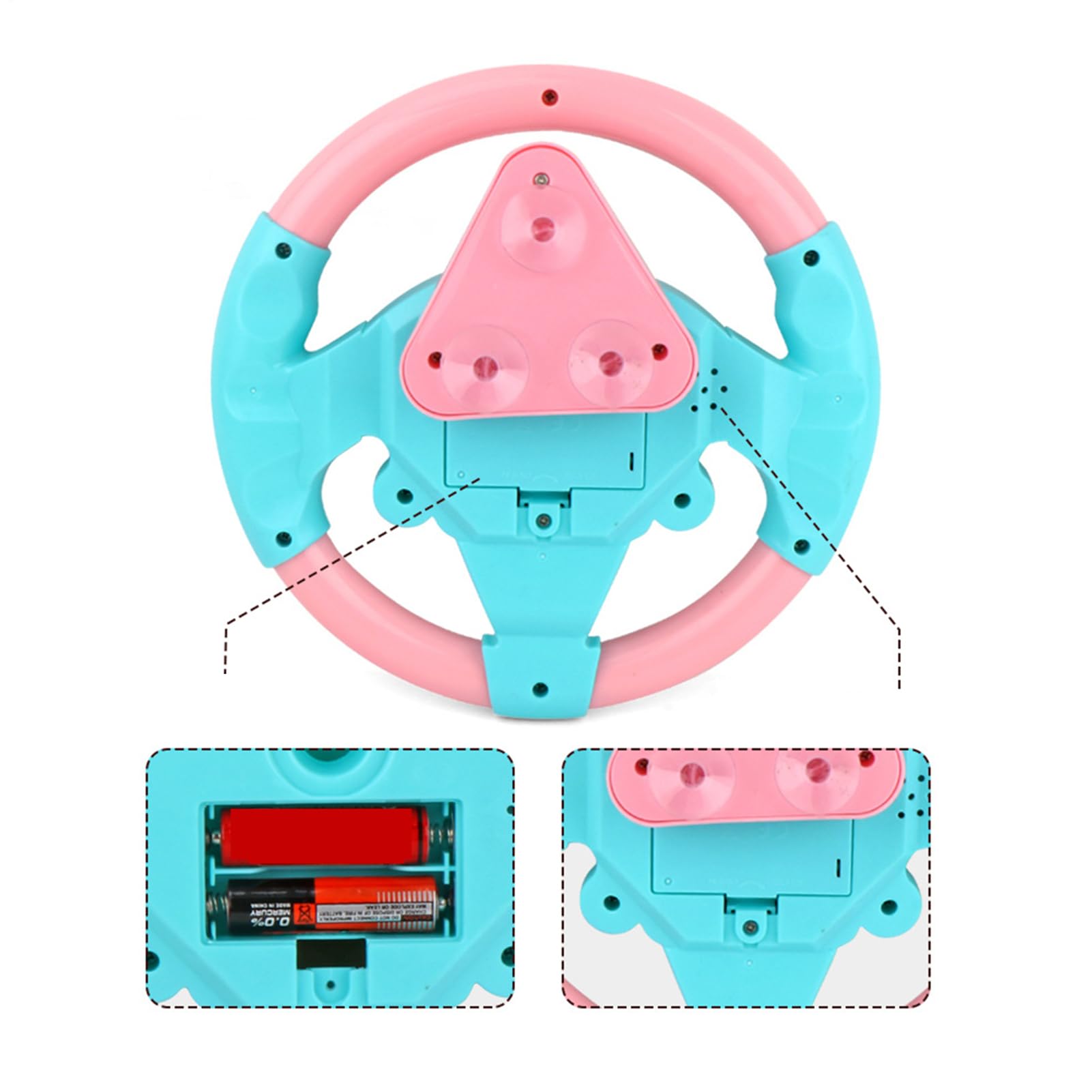 Genérico Kids Steering Wheel, Interactive Driving Toy, Faux Wheel with Suction Cup, Electric Sound Game for Early Education Learning, Car Seat Playset, Simulated Driving Experience for Preschoolers