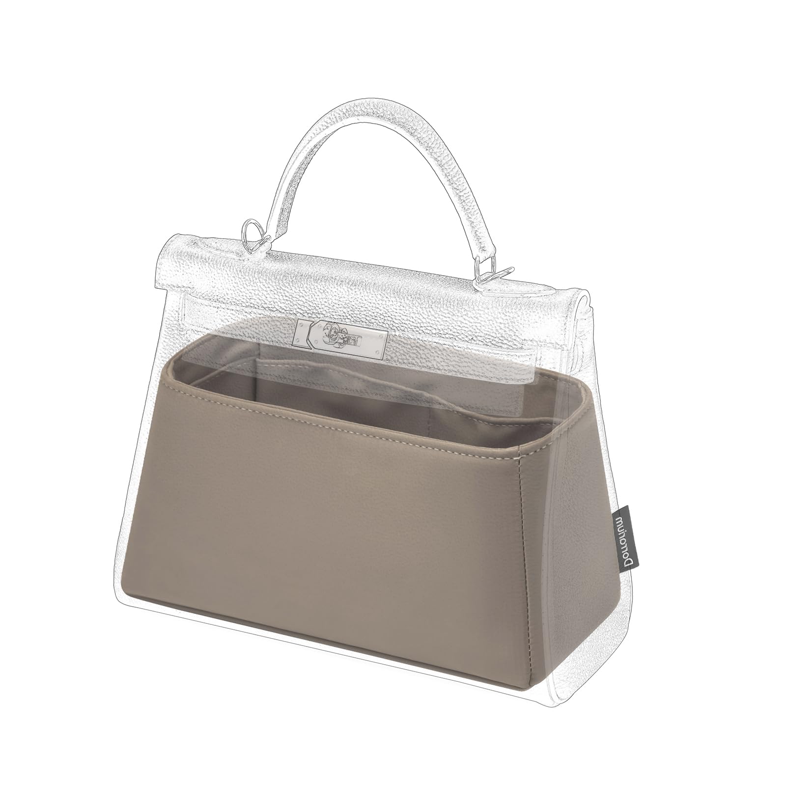 Silk Purse Organizer Insert Fits Hermes Kelly, Luxury Satin Bag Shaper with Divider, Silky Smooth Non-Slip Handbag Organizer for Designer Bags