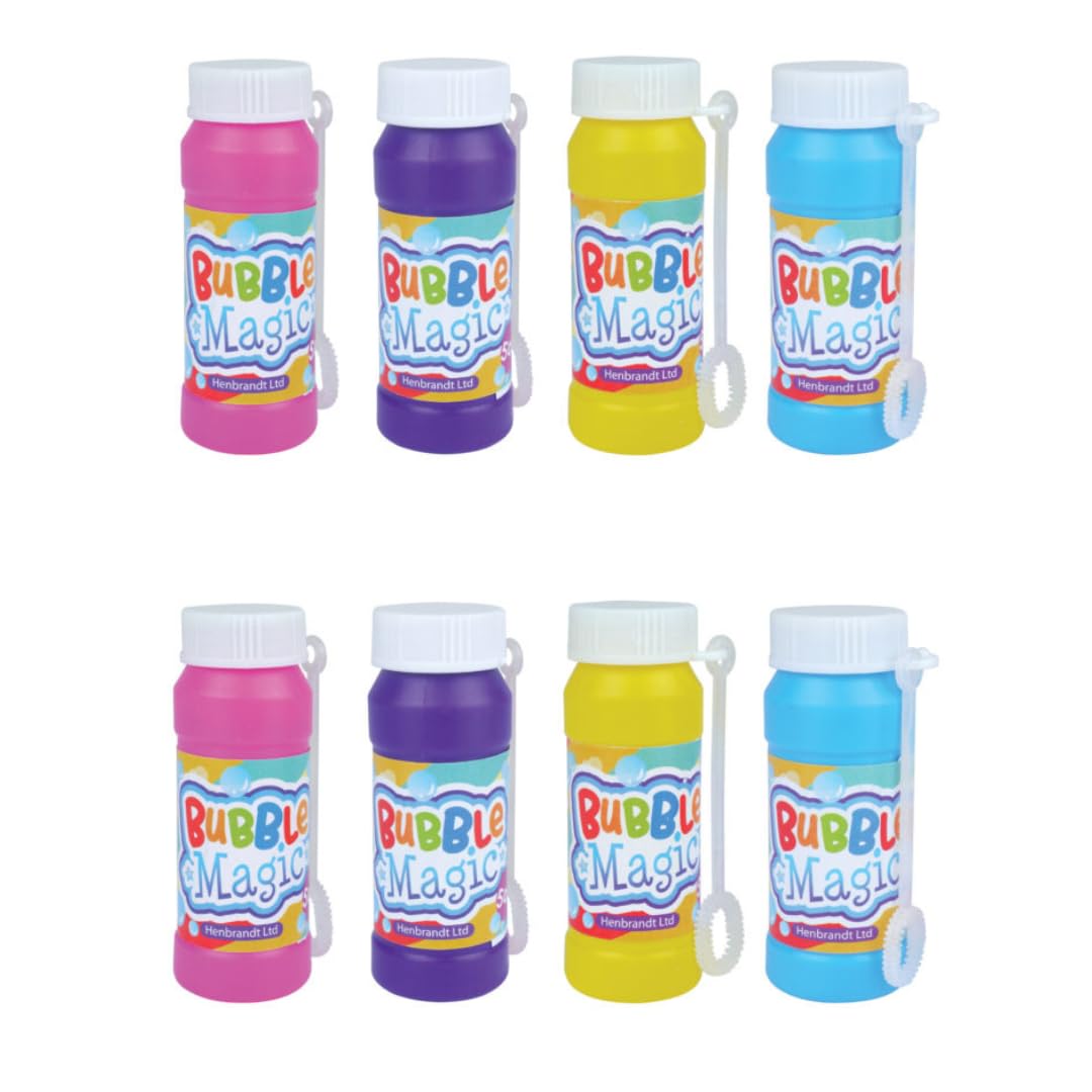 Magic Bubble Tubs with Wand (50ml, Pack of 8) – Fun Bubble Solution for Kids | Party Bag Fillers, Outdoor Play, Birthday & Wedding Favors