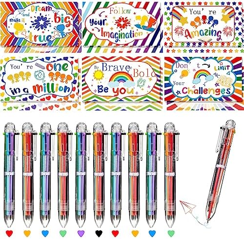 Ctosree 60 Pieces Back to School Gift Set Back to School Cards with Motivational Ballpoint Pen Welcome Greeting Cards Bulk Inspirational Classroom Postcards for Teachers Student Classroom Supplies