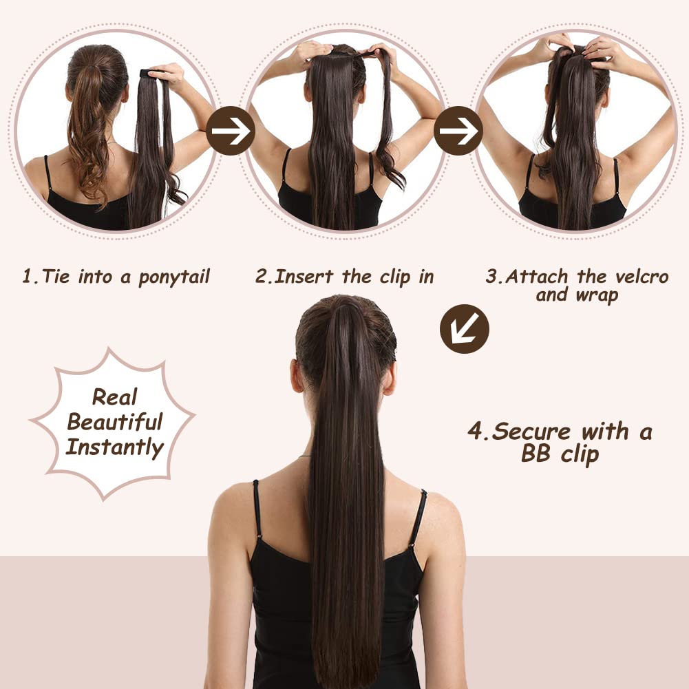 14 inch Ponytail Extension Human Hair 70g #1B Natural Black 100% Remy Hair Ponytail Long Straight Wrap Around Ponytail Clip in Hair Extensions One Piece Hairpiece for Women