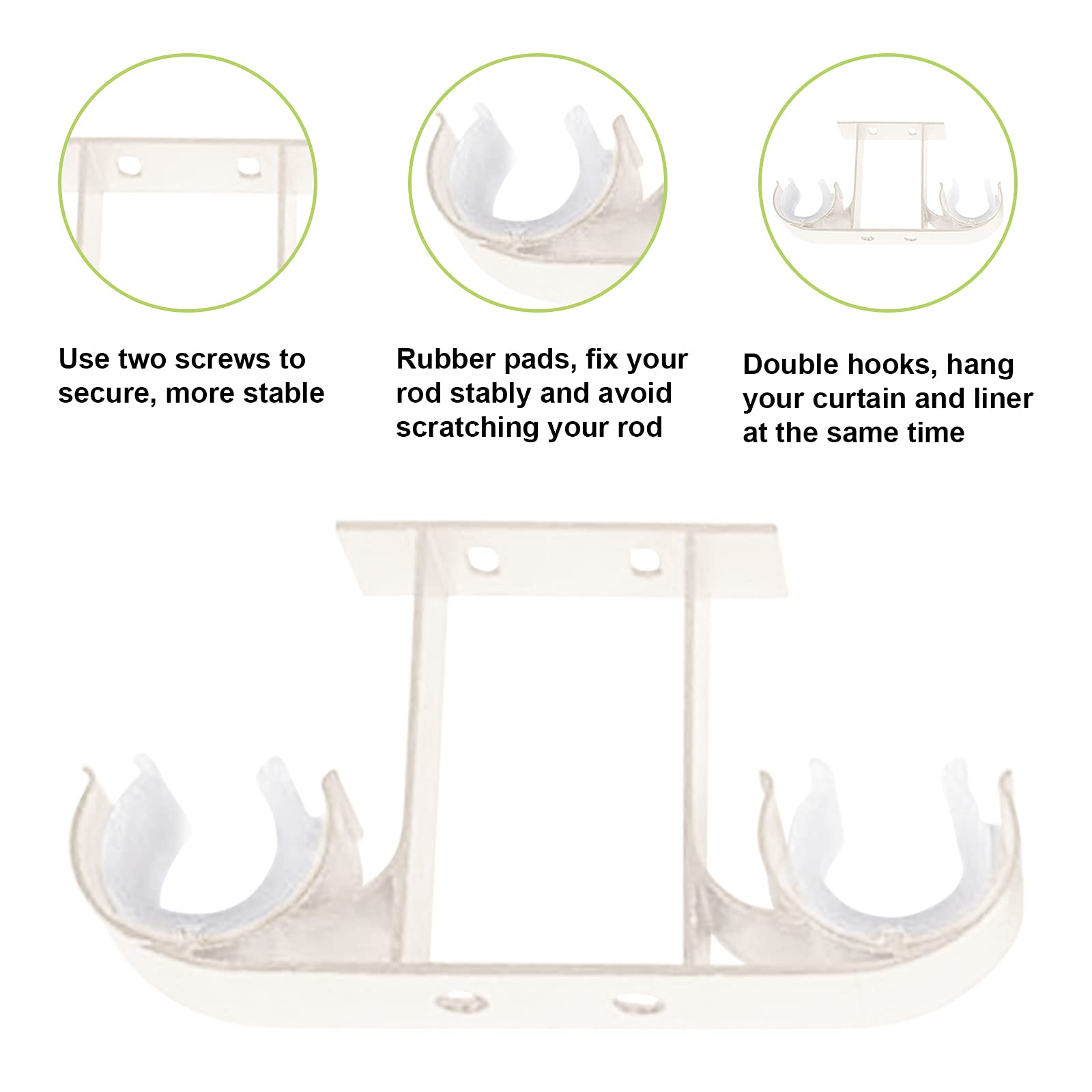 Staffe Per Bastoni Tende 4 Pezzi - In Alluminio Per Montaggio A Soffitto, Per Doppie Tende Da 28mm - Foto 5