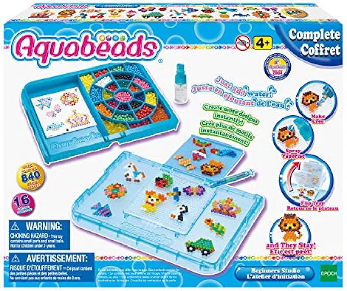 Aquabeads Beginners Studio Complete Arts and Crafts Beading Set, Includes Over 840 Beads, Ages 4 and Up, Assorted Colors
