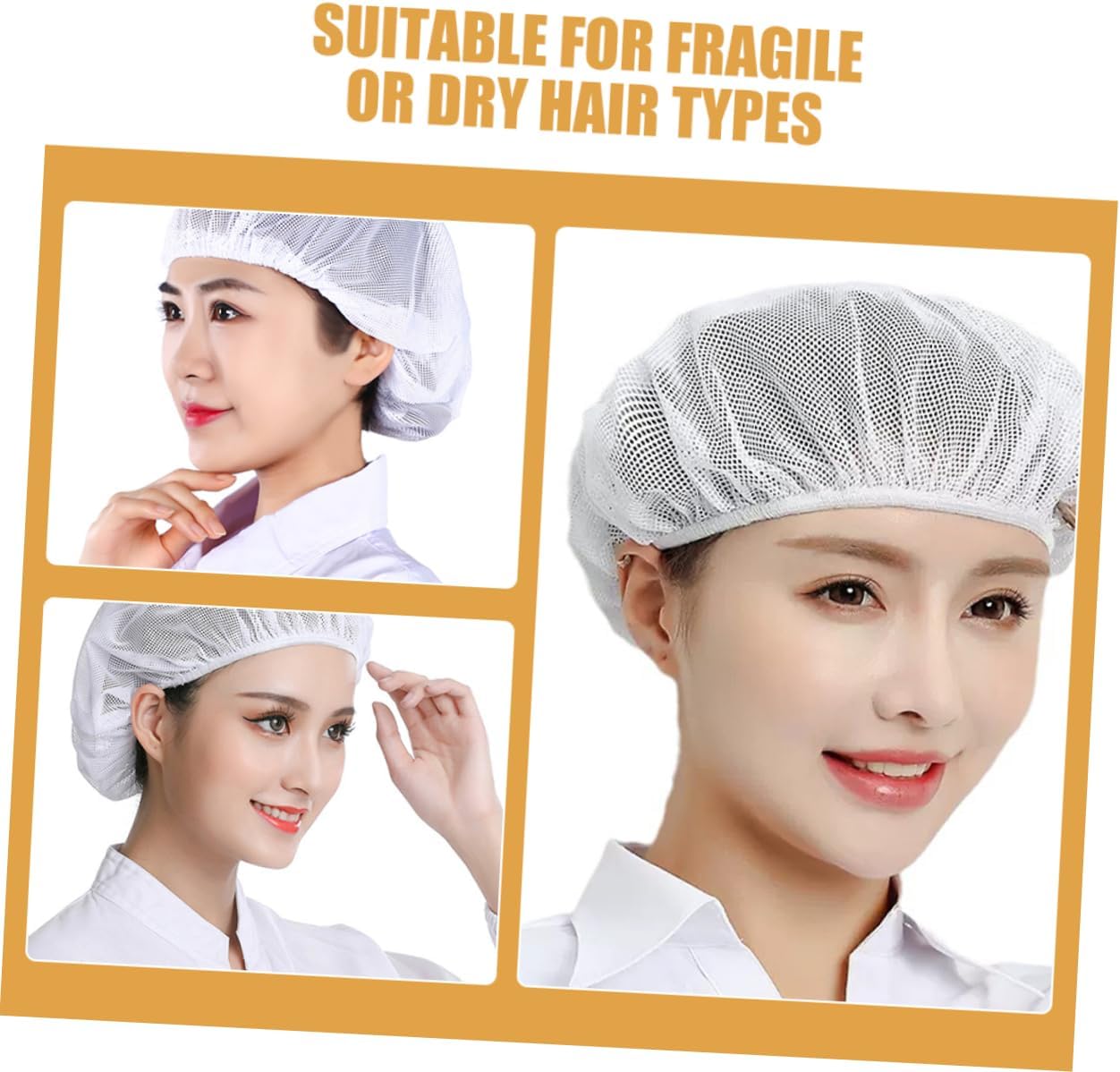 4pcs Breathable Cotton Mesh Cap No Sweat Hat Liner for Hair Bun Net Elastic Kitchen Head Cover for Men Women Reusable Food Service Worker Hair Nets