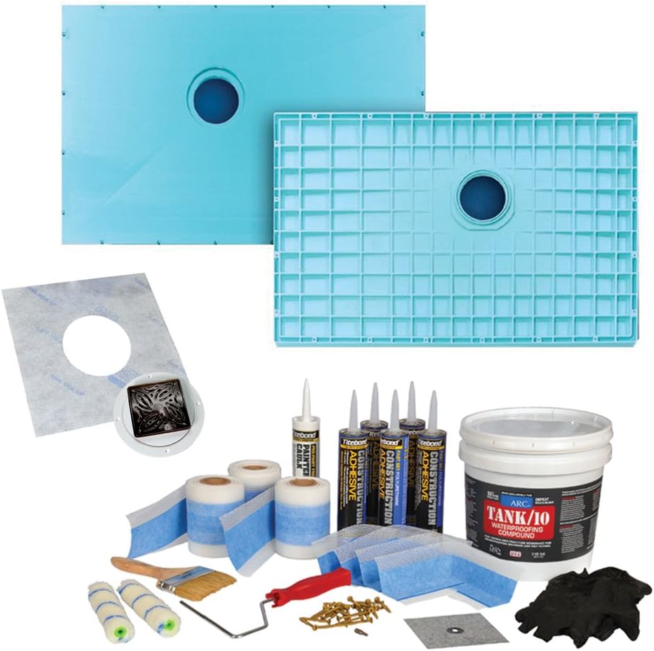 Transolid K4530C-PRE-ORB 44-3/4" x 30-1/4" TrueDEK Classic Shower Base Kit with Premium Waterproofing Kit and Drain, Oil Rubbed Bronze