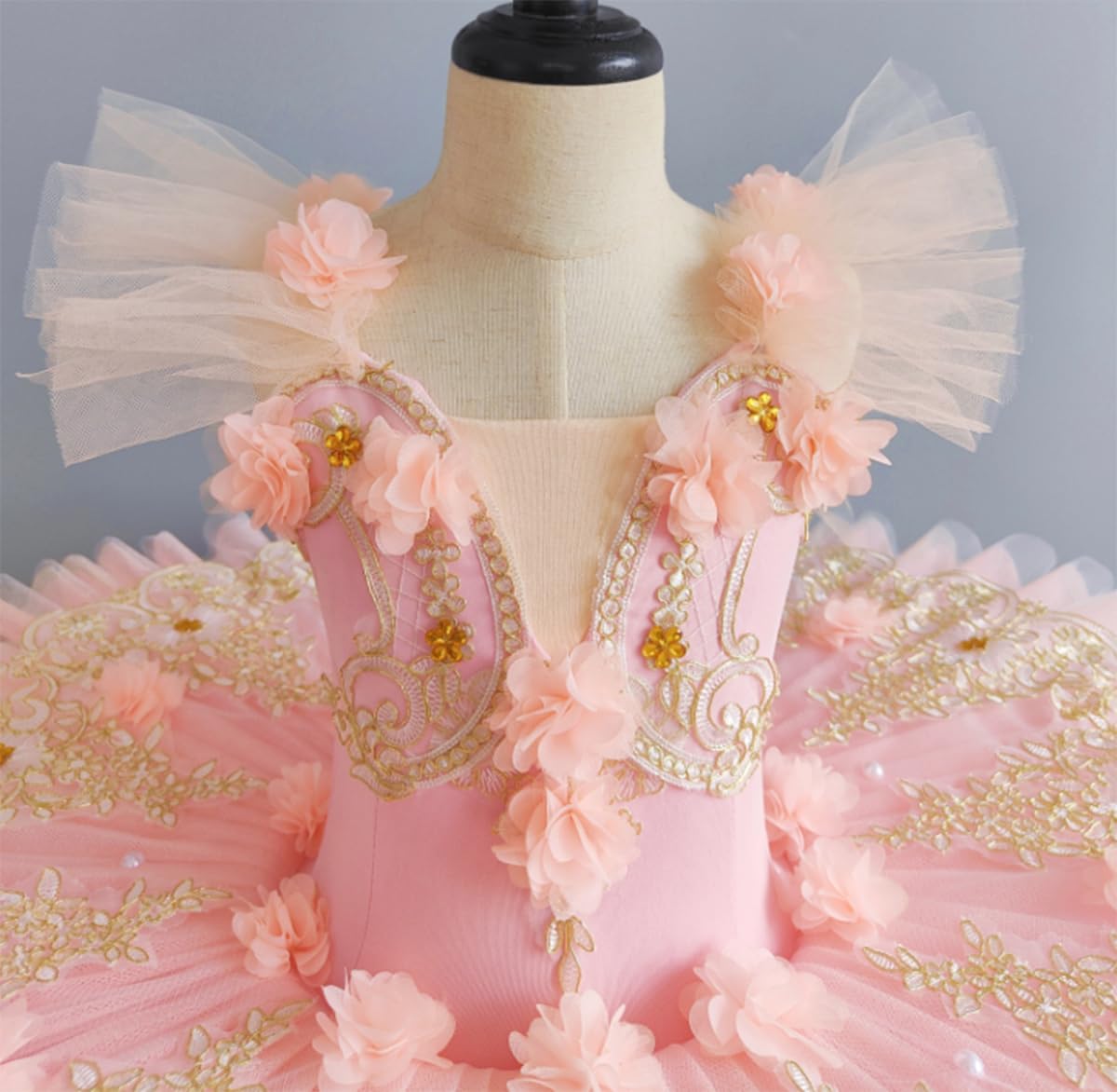 tutù di Balletto per Bambine, Costume da Ballerina Principessa per Bambini, Abito da tutù di Balletto Elegante, Body da Ballo con Gonna