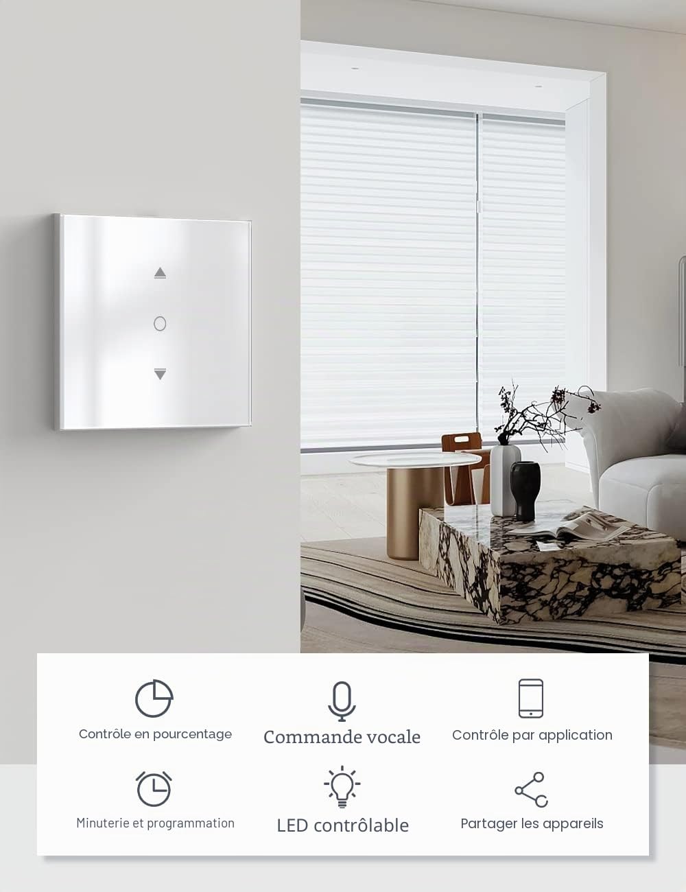 Maxcio Interrupteur Connecté WiFi Volet Roulant Gen 6.1 [Fil Neutre]-2er | Interrupteur Pour Rideau Avec Contrôle De Pourcentage Compatible Alexa, Google Home, Commande Vocale & Minuterie 2.4G