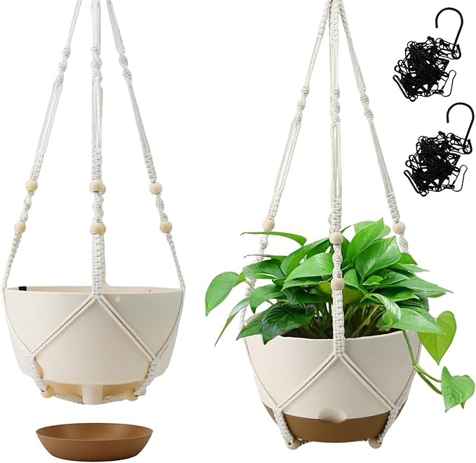 Koalaime Hanging Planter Self Watering 10 Inch, 2 Pack Indoor Outdoor