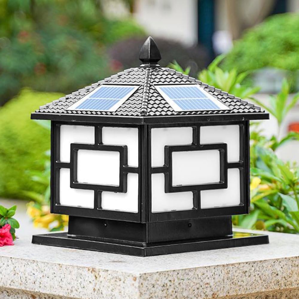 Lampe solaire d'extérieur sans câble pour sécuriser un pilier de jardin allée et terrasse