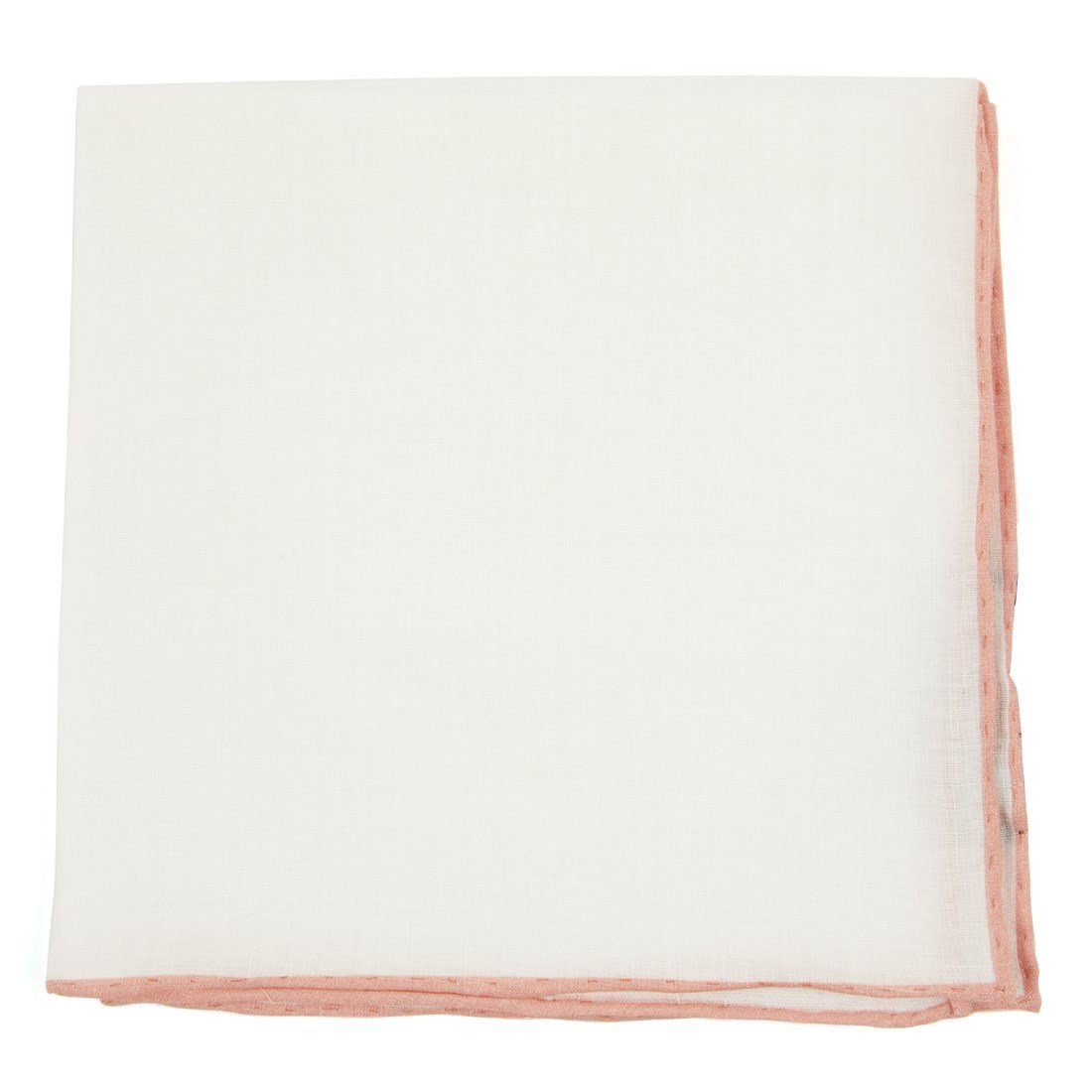 The Tie Bar 100% Solid Linen Pocket Square With Rolled Peach Border
