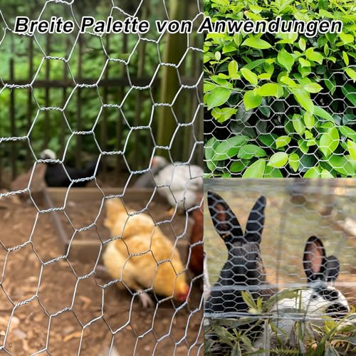 Cieex Kaninchendraht, 0.4 x7m Hasendraht Drahtzaun, Maschendraht Verzinkt, Hühnerdraht Feinmaschig, Dechseckgeflecht für Tierzäune, Handwer ksartikel und Gemüsegarten
