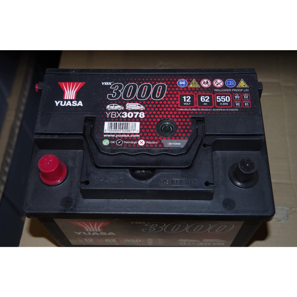YUASA Batteria 62, Ah 550, A/EN YBX3078 L 243mm B 175mm H 190mm Compatibilità con TOYOTA Yaris Hatchback P1, CHEVROLET CAPTIVA C100, C140, NISSAN TERRANO II R20, JEEP Renegade SUV BU, B1, ALFA ROMEO