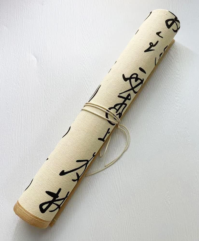 Easyou Bamboo Calligraphy Brush Holder Rollup Portable Protector 36x34cm(14.1"*13.4") with Chinese Characters Pattern