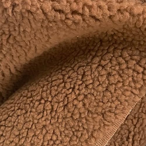 Solid Golden Brown Sherpa Fleece Fabric By The Yard #TOP2