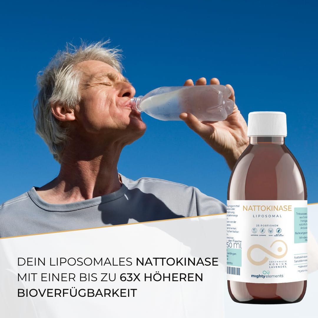Mighty Elements Nattokinase Liposomal Hochdosiert – 4.400 FU pro Portion, 200 mg | Flüssig 250ml, vegan, hohe Bioverfügbarkeit, laborgeprüft