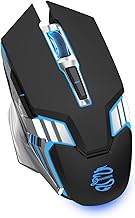 Wireless Bluetooth Mouse with 800mAh Rechargeable Battery, Multi Device(BT 5.0/3.0+USB) Silent Cordless Mouse, 7-Color Backlit, 2400 DPI, Ergonomic Computer Mice for Laptop PC Mac iPad Office Gaming