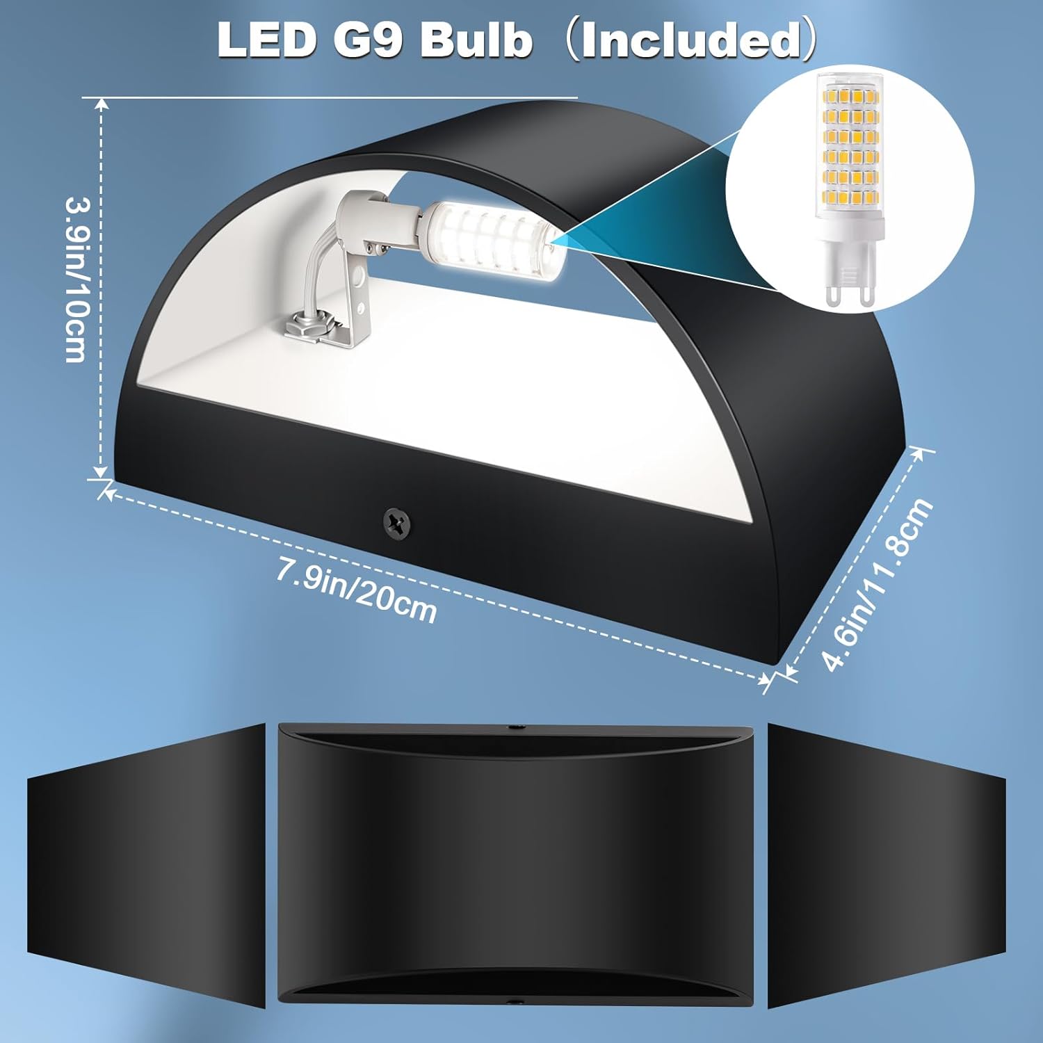 4 Pack Black Modern LED Wall Sconce Hardwired Indoor Wall Lights Up and Down Wall Mount Light for Living Room Bedroom Corridor Hallway Conservatory Cool White 6000K(with G9 Bulbs)