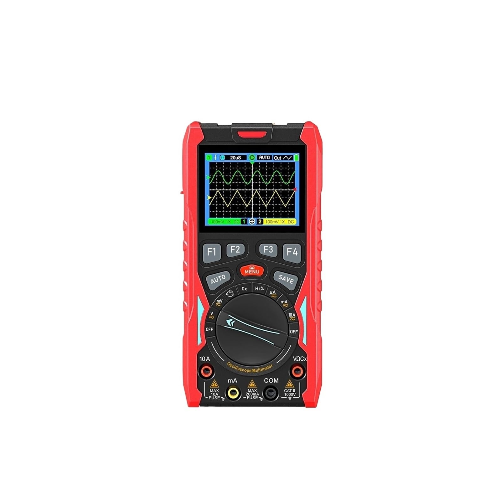 Osciloscopio digital, Osciloscopio portátil de 2 canales 70 MHz, multímetro profesional y herramienta generadora formas onda