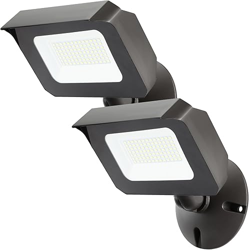 Paquete de 2 luces LED de 60 W para exteriores con montaje en nudillos de 12 pulgada (placa incluida), 5000 K, 7800 lúmenes, 120 V, ETL impermeable,