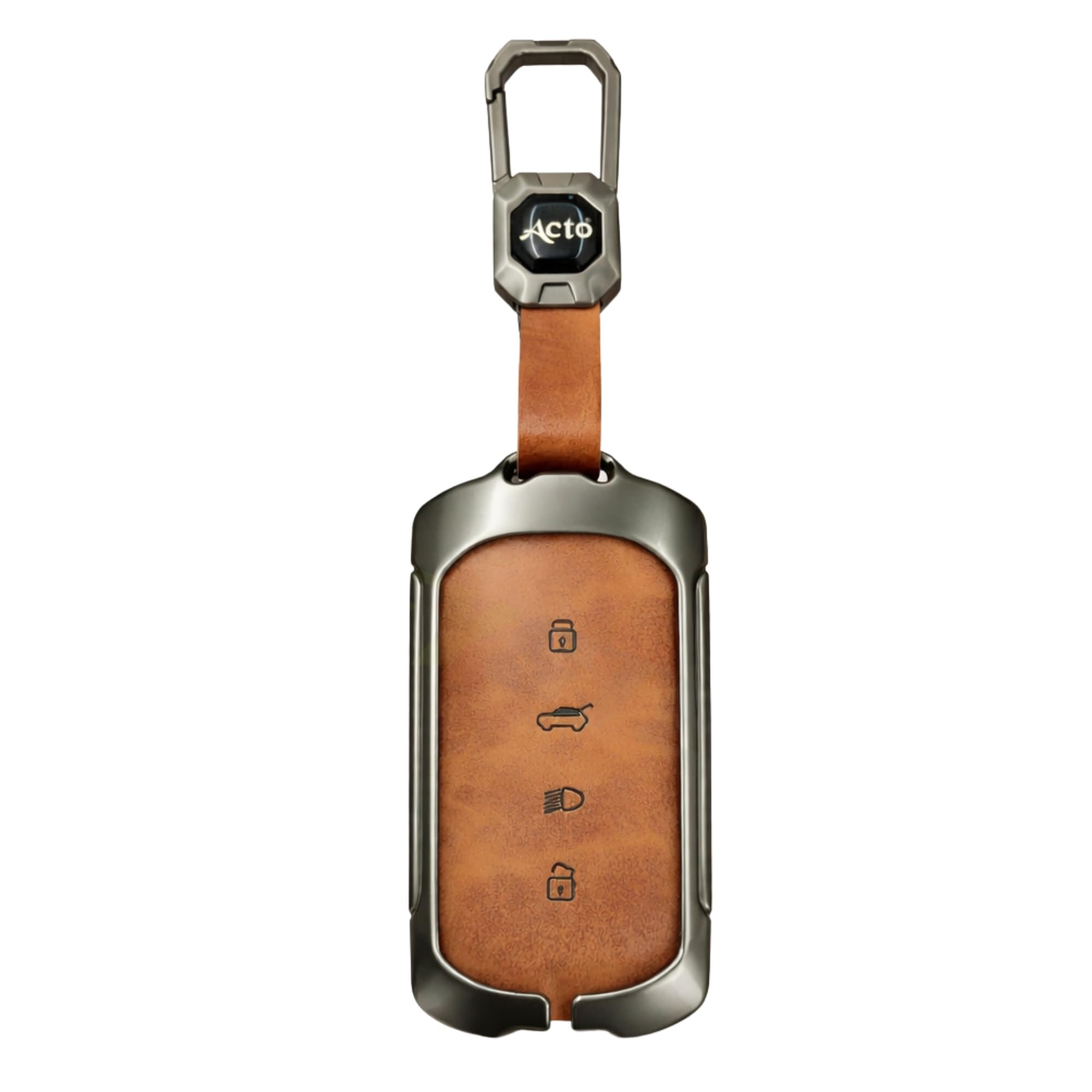 Metal Leather Brown Car Key Cover Compatible For Tata Sierra 2025, Curvv, Curvv EV (4 Button Smart Key)-image-20