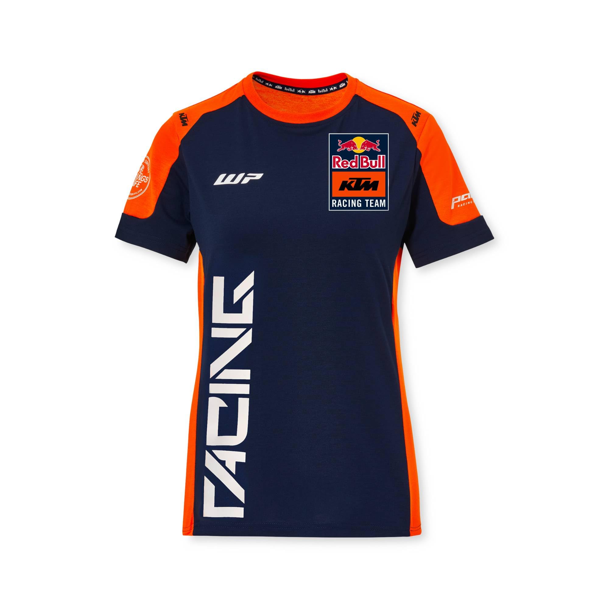 Red Bull ENERGY WEAR RB KTM Racing Replica Team T-Shirt Damen Blau/Orange | Offizieller MotoGP Fanartikel - 100% Polyester - Motorsport - Merchandise