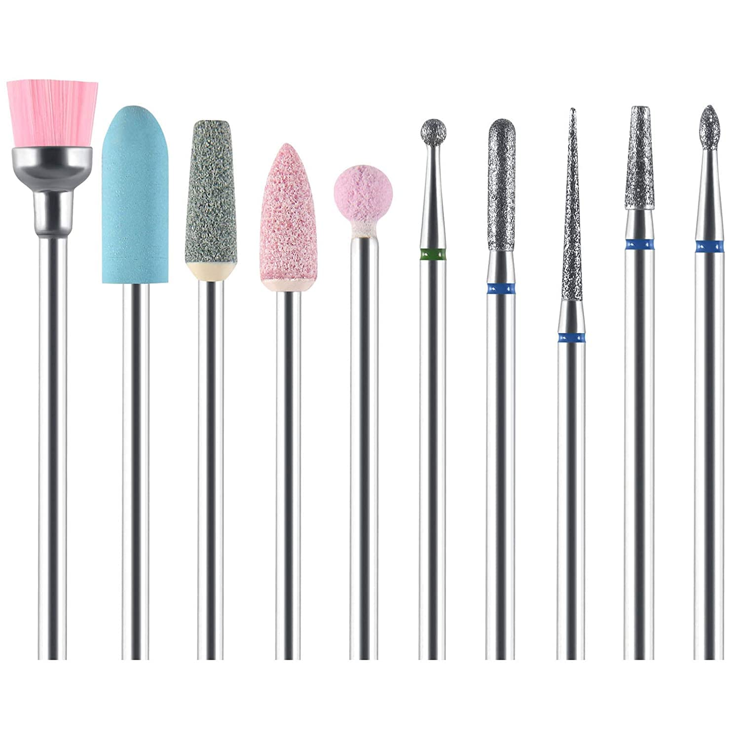Gleevia 10 Pcs Nail Drill Bits Set, Professional Diamond Carbide Cuticle Remover Bits Kit, Electric Nail Files Manicure Pedicure Drill Tool-picture-20