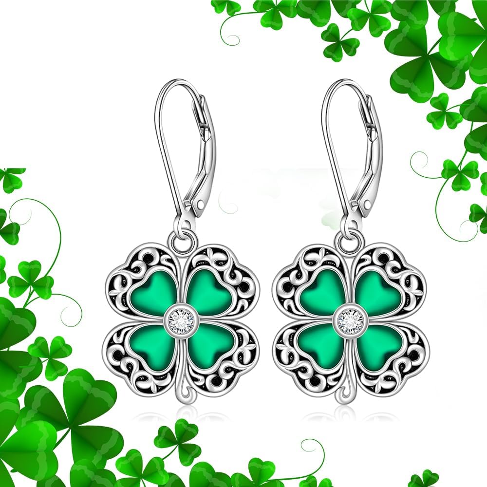 St Patricks Day Accessories Clover Earrings For Women Sterling Silver Shamrock Earrings Celtic Knot Dangle Jewelry Valentine Mothers Day Irish Shamrock Gifts - Image 5