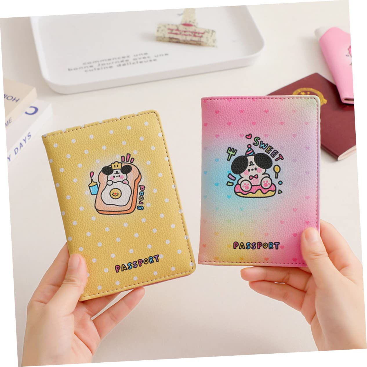GALPADA 5piezas Funda De Pasaporte Amarilla Múltiples Compartimentos Organizador De Documentos para Viaje para Estudiantes y Uso Diario Compatible ID y Tarjetas De Crédito