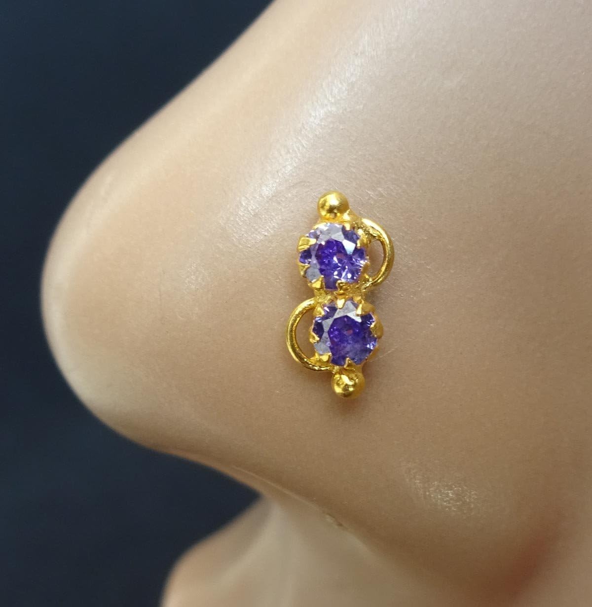 Indian Nose Stud Tinny Nose Piercing Indian Nose Ring CZ Diamond Nose Hoop Gold Nose Stud Crock Screw Nose Pin Gold Jewelry